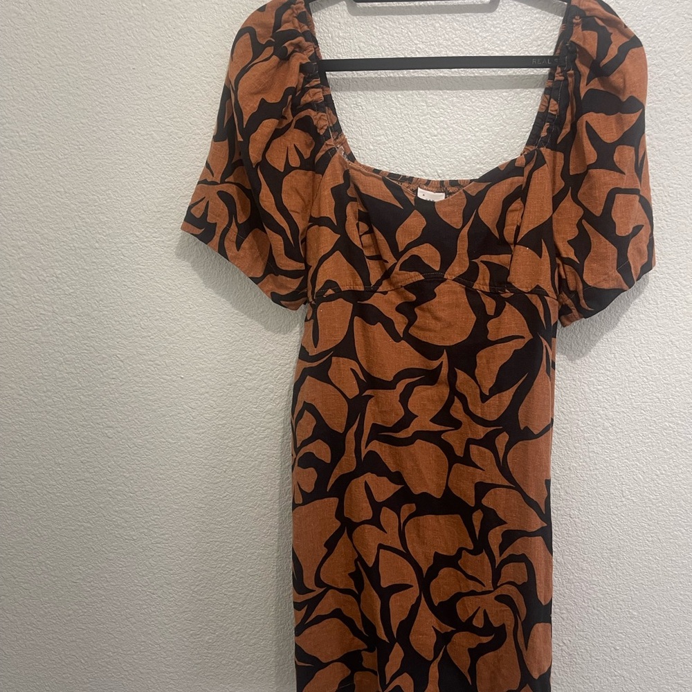 A New Day Rust and Black Abstract Dress